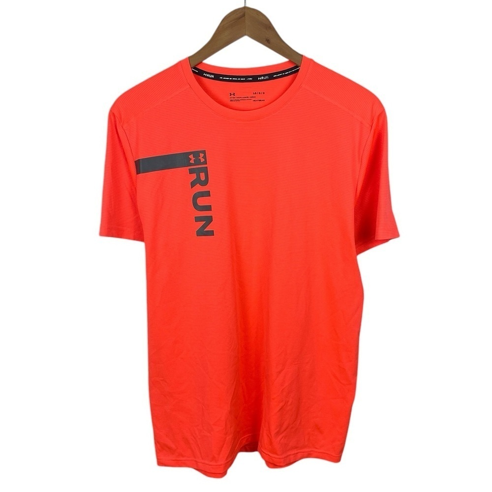 TS1057 Men’s Under Armour Heat Gear Running Performance Neon T Shirt L